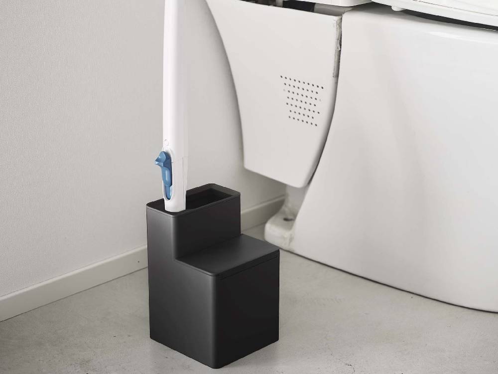 プラスチック製の流せるトイレブラシスタンド 替えブラシ収納付き