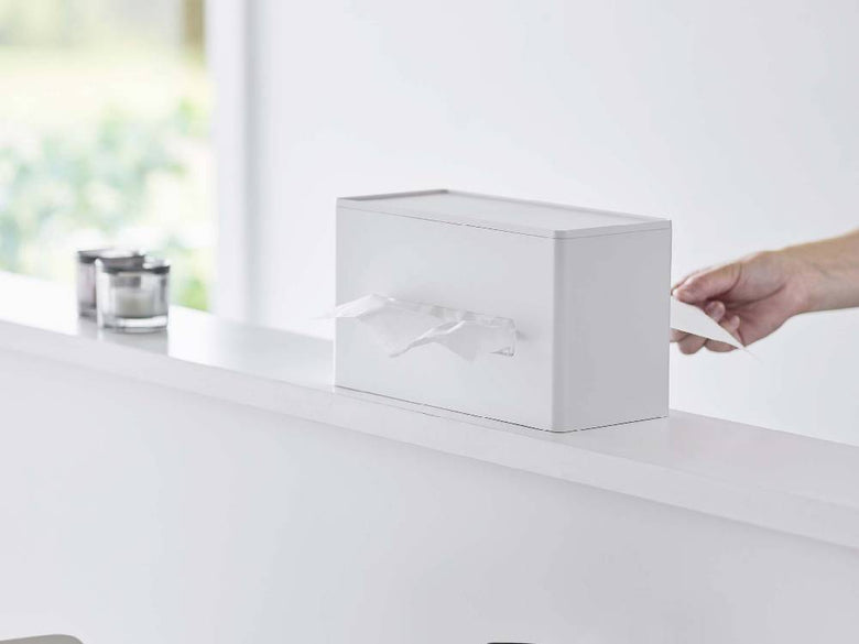 ABS樹脂とシリコーン製の【smart/スマート】両面ティッシュケース。両側にティッシュボックスを収納できるデザイン